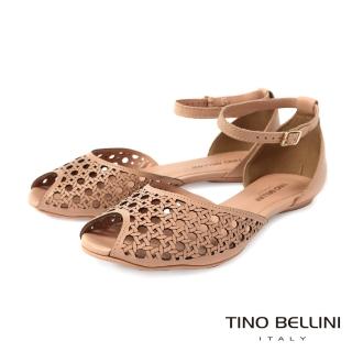 【TINO BELLINI 貝里尼】巴西進口魚口平底涼鞋FS7T005(裸棕)