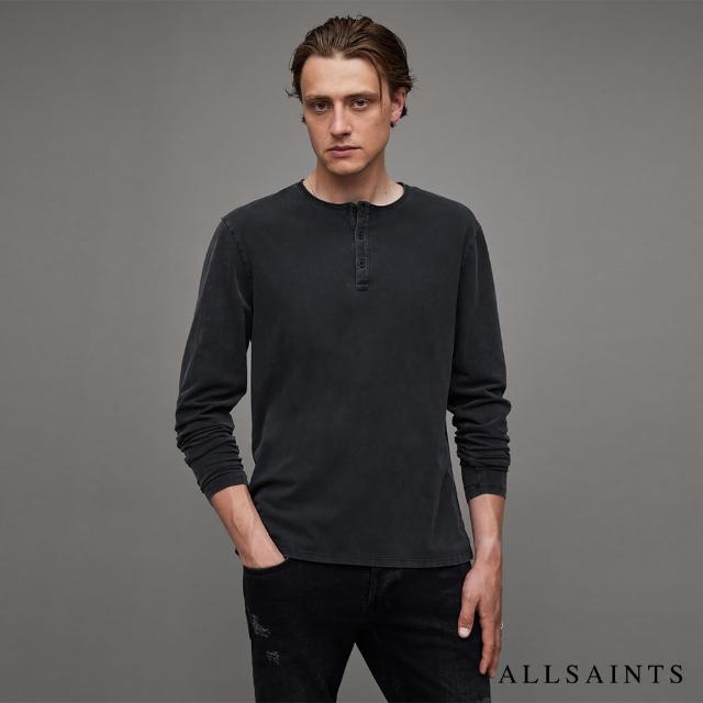 【ALLSAINTS】BODEGA 長袖開領T恤Washed Black MD001X(修身版型)