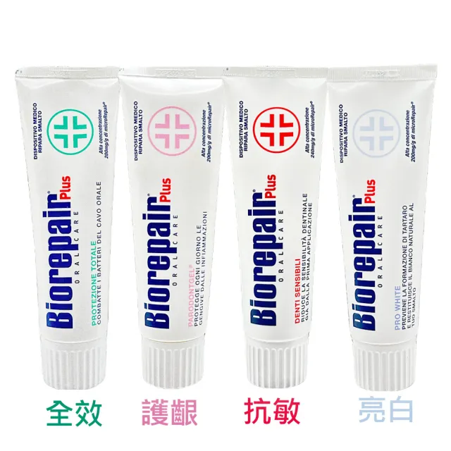 【Biorepair】加強型牙膏75mlX6入 全效加強型/抗敏加強型/護齦加強型/亮白加強型四款任選(平行輸入)