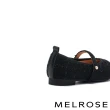 【MELROSE】美樂斯 氣質高雅毛呢珍珠繫帶方頭Q軟娃娃低跟鞋(黑)