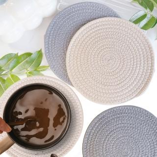 日式簡約編織隔熱墊 餐桌墊18cm(吸水杯墊 餐桌墊 耐熱墊)