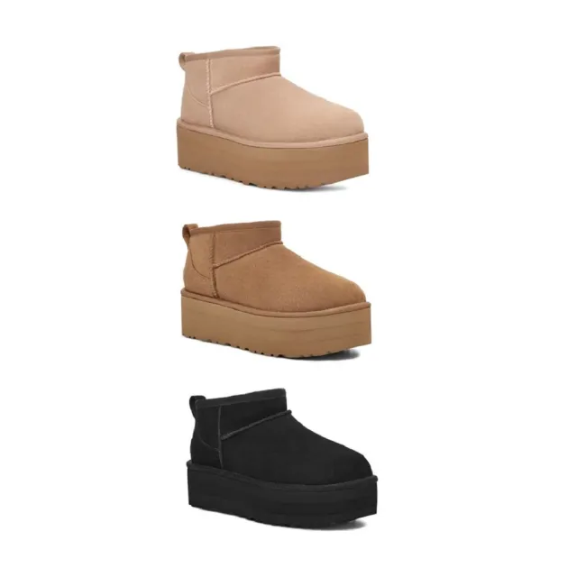 UGG】UGG Classic Ultra Mini Platform(栗子棕黑雪靴女鞋) - momo購物