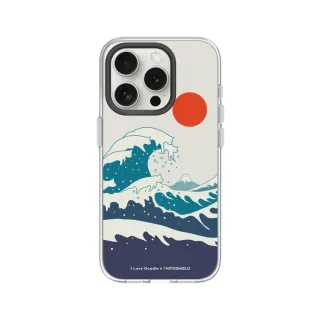 【RHINOSHIELD 犀牛盾】iPhone 15系列 Clear MagSafe兼容 磁吸透明手機殼/貓咪海浪(I Love Doodle)