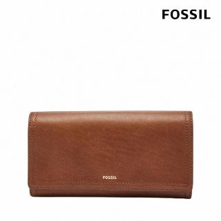 【FOSSIL 官方旗艦館】Logan 咖啡色三折真皮拉鍊RFID長夾SL7833200