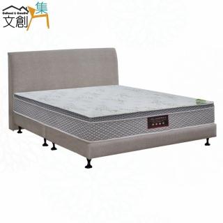 【文創集】凱美6尺雙人加大防刮皮革三件式床臺組合(床片＋床底＋天絲乳膠獨立筒床墊)