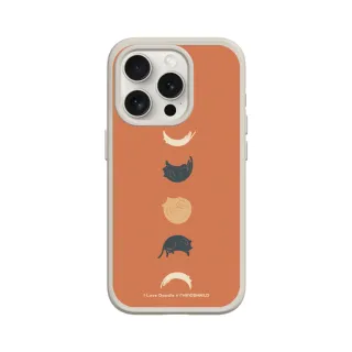 【RHINOSHIELD 犀牛盾】iPhone 15/Plus/Pro/Max SolidSuit背蓋手機殼/貓咪月象-橘(I Love Doodle)