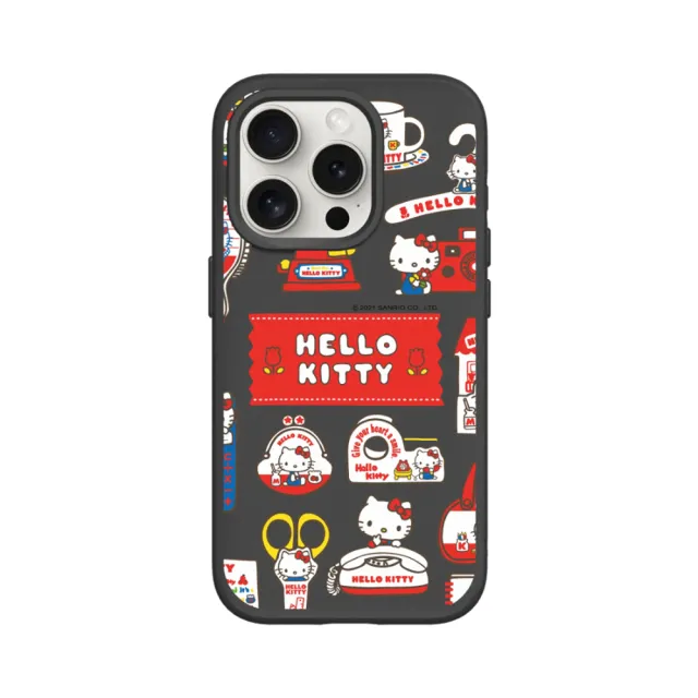【RHINOSHIELD 犀牛盾】iPhone 15/Plus/Pro/Max SolidSuit背蓋手機殼/Sticker-生活小物(Hello Kitty)