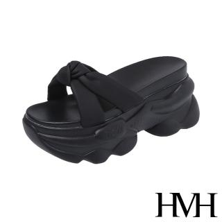 【HMH】坡跟拖鞋 厚底拖鞋 蝴蝶結拖鞋/優雅蝴蝶結造型坡跟厚底拖鞋(黑)
