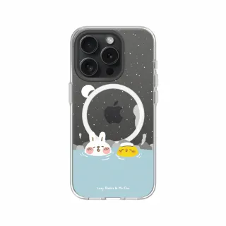 【RHINOSHIELD 犀牛盾】iPhone 15系列 Clear MagSafe兼容 磁吸透明手機殼/泡溫泉(懶散兔與啾先生)