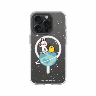 【RHINOSHIELD 犀牛盾】iPhone 15系列 Clear MagSafe相容 磁吸透明手機殼/小宇宙(懶散兔與啾先生)