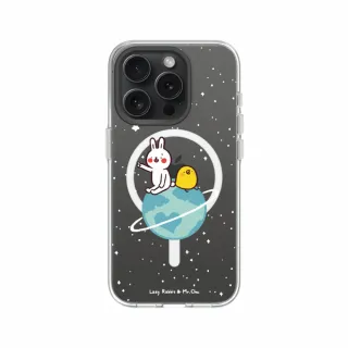 【RHINOSHIELD 犀牛盾】iPhone 15系列 Clear MagSafe兼容 磁吸透明手機殼/小宇宙(懶散兔與啾先生)