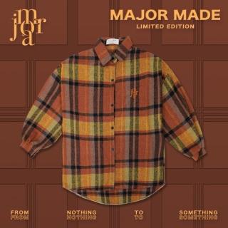 【MAJOR MADE】刺繡毛料格紋襯衫(#襯衫 #挺版)