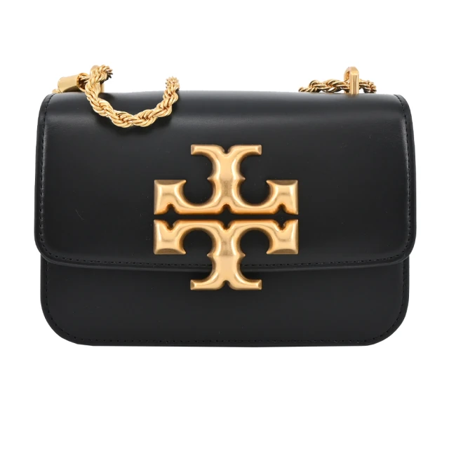 TORY BURCH ELEANOR 雙T金屬LOGO牛皮鏈帶包(黑)