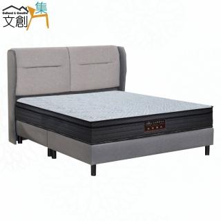 【文創集】摩托6尺雙人加大防刮皮革三件床臺組合(床片＋床底＋石墨烯&涼感紗雙面睡感較硬獨立筒床墊)