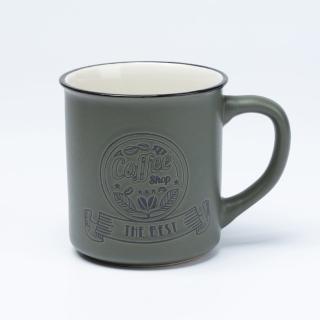 【NITORI 宜得利家居】復古刻紋馬克杯 墨綠 375ML E90G(馬克杯 杯)