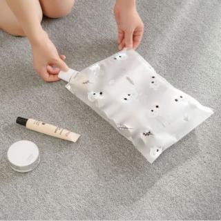 【PS Mall】磨砂印花夾鏈袋 旅行透明收納袋 防水EVA密封袋 中號24*35cm 9入(J1629)