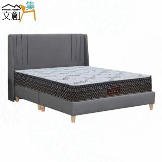 【文創集】柏摩防刮皮革6尺雙人加大三件式床臺組合(床片＋床底＋蜂巢涼感獨立筒床墊)