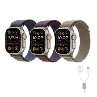 二合一充電線組【Apple 蘋果】Apple Watch Ultra2 LTE 49mm(鈦金屬錶殼搭配高山錶環)