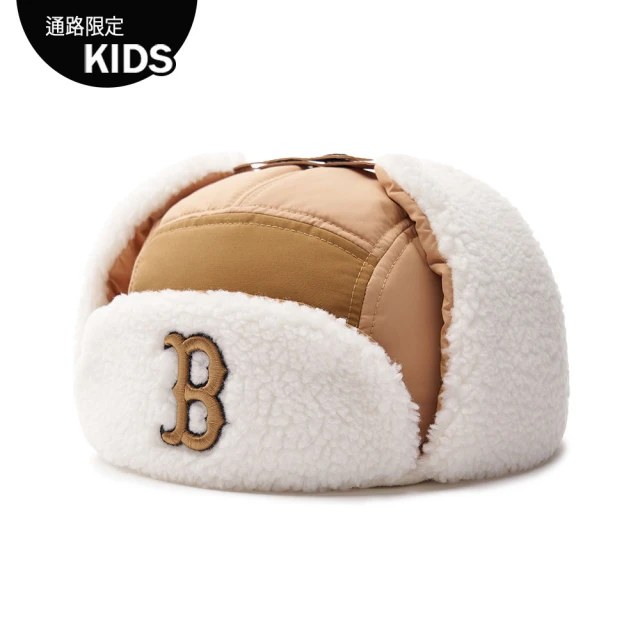 MLB 童裝 毛絨遮耳帽 護耳棒球帽 雷鋒帽 FLEECE飛行帽 波士頓紅襪隊(7AWMB0736-43CAL)