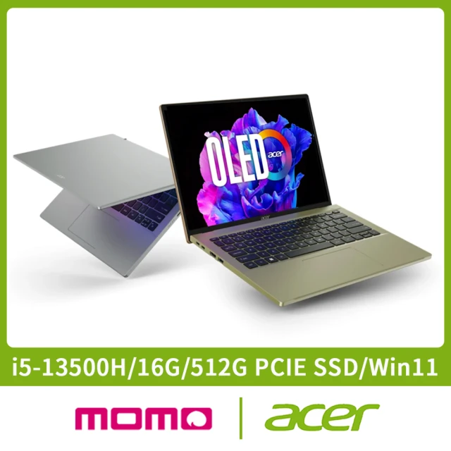 Acer 256G固態行動碟★14吋i5輕薄效能OLED筆電(Swift Go/EVO/SFG14-71/i5-13500H/16G/512G/W11)