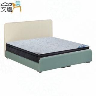 【文創集】普亞6尺雙人加大防刮皮革三件式床臺組合(床片＋床底＋石墨烯&涼感紗雙面睡感較硬獨立筒床墊)
