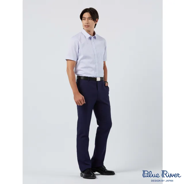 【Blue River 藍河】白色短袖襯衫-素雅藍色條紋(日本設計 純棉舒適)