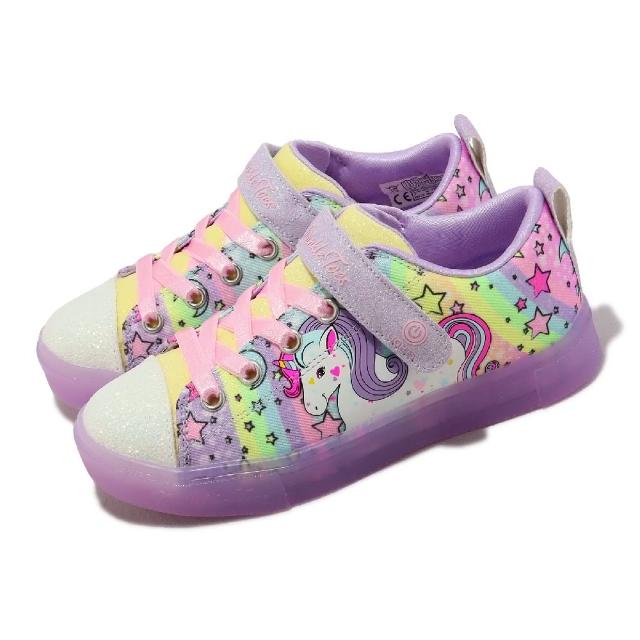 【SKECHERS】童鞋 S Lights-Twinkle sparks Ice 紫 獨角獸 發光 燈鞋 小朋友 中童(314783-LLVMT)