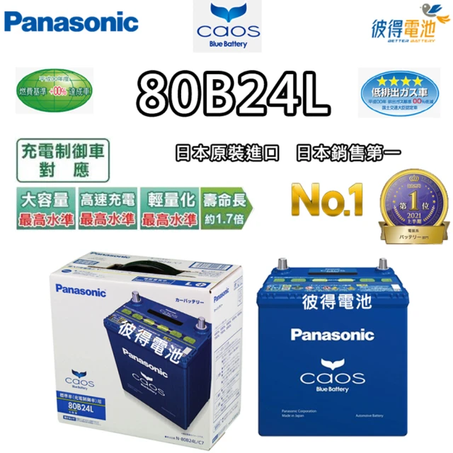 Panasonic 國際牌Panasonic 國際牌 80B24L 80B24LS 80B24R 80B24RS CAOS(充電制御電瓶 銀合金 免保養 JP日本製造)