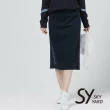 【SKY YARD】網路獨賣款-網布拼接修身鉛筆及膝裙(深藍)