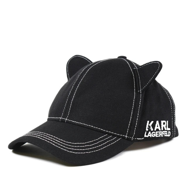 KARL LAGERFELD 卡爾 貓咪耳朵棒球帽-黑色折扣