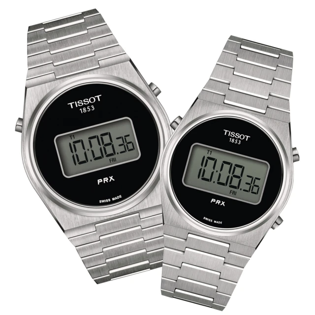 TISSOT 天梭 PRX系列 復古時尚 數位對錶(T1374631105000 / T1372631105000)