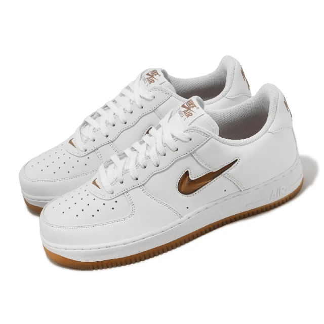 NIKE 耐吉休閒鞋Air Force 1 Low Retro 男鞋白棕皮革小勾AF1 經典