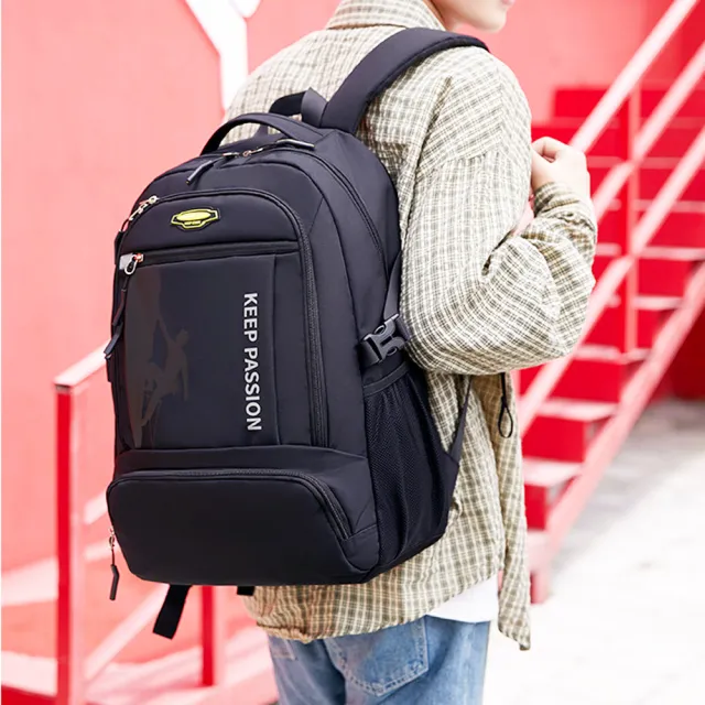 【MoodRiver】中款 男生 後背包 大容量 學生後背包 筆電背包 商務背包 電腦包 旅行背包(加厚 透氣減壓)