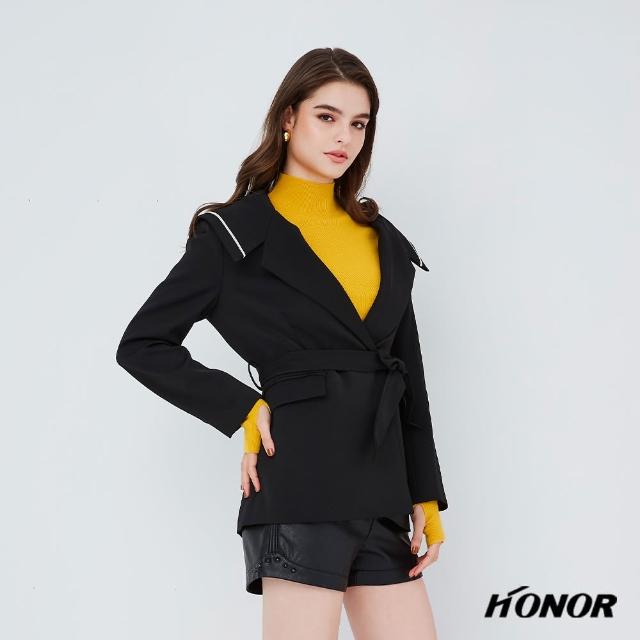 【HONOR 山形屋】特殊翻領西裝綁帶造型外套(MOMO獨家限定)