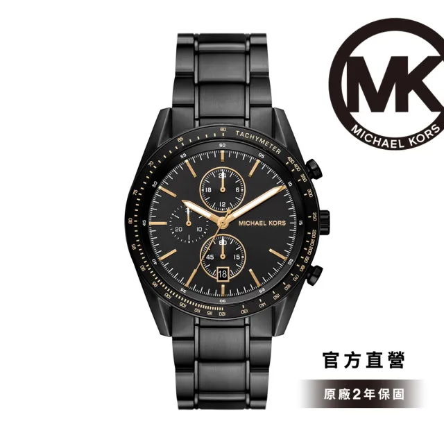 Michael Kors 官方直營】Accelerator 極速者多功能三眼手錶黑色不鏽鋼