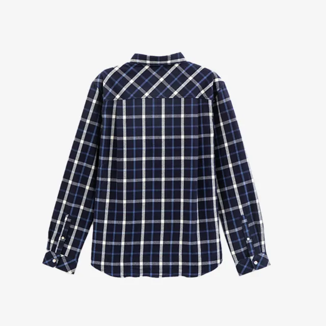 【Arnold Palmer 雨傘】男裝-法蘭絨格紋休閒襯衫(深藍色)
