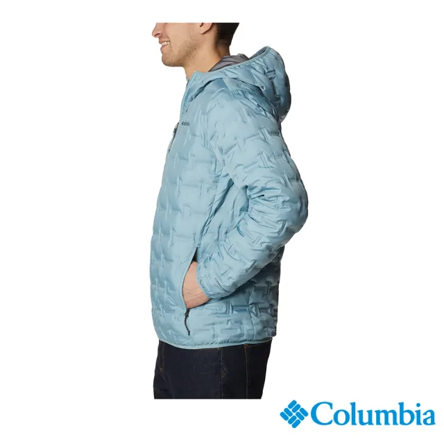 【Columbia 哥倫比亞 官方旗艦】男款-Delta Ridge™Omni-Heat鋁點保暖羽絨連帽外套-湖水藍(UWE09540AQ/HF)