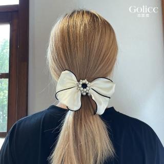 【Golicc】髮圈 韓版 小香風 珍珠 蝴蝶結 馬尾髮圈(母親節 生日 情人節 髮飾 頭飾 大腸圈 髮夾 禮物)