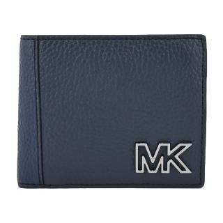 【Michael Kors】COOPER牛皮簍空LOGO男款零錢袋短夾(藍)