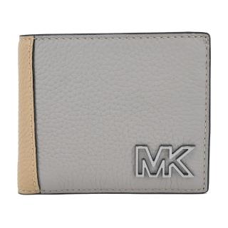 【Michael Kors】COOPER牛皮簍空LOGO男款零錢袋短夾(灰)
