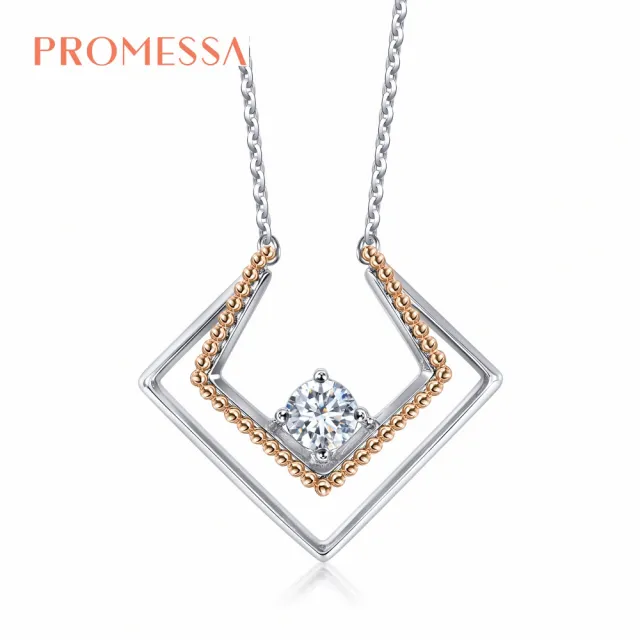 【PROMESSA】小皇冠系列 方形環 18K雙色金鑽石項鍊
