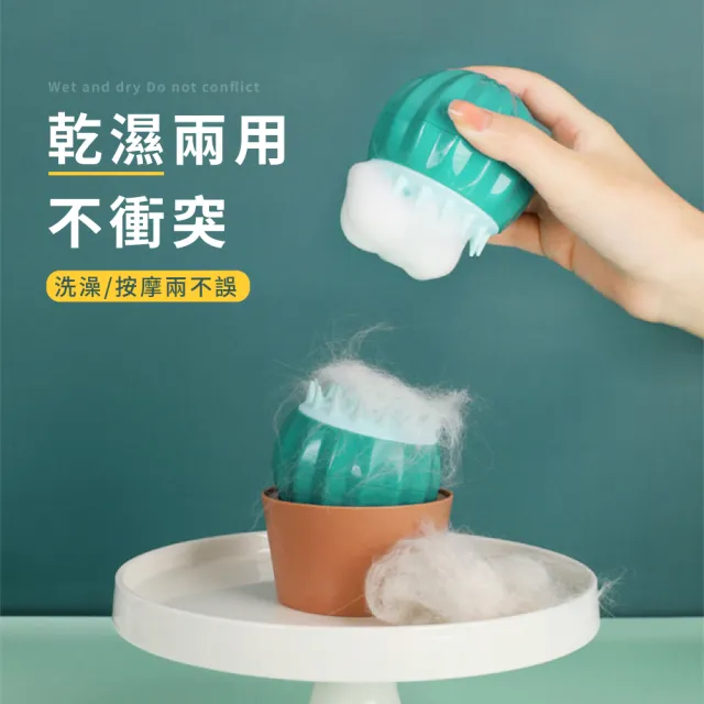 【寵物用品】仙人掌可愛造型寵物梳毛刷(貓咪狗狗 深層清潔 梳毛 按摩梳 梳子 洗澡 擺飾 寵物美容用品 禮物)