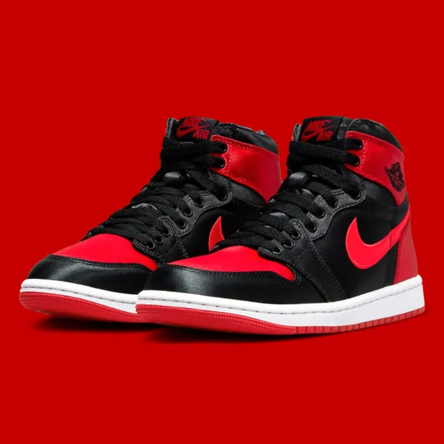 NIKE 耐吉】休閒鞋Air Jordan 1 High OG Satin Bred W 黑紅緞面女鞋