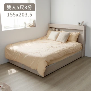【完美主義】Kim日系無印風質感雙人床組-含收納床頭片(雙人5尺/床架組)
