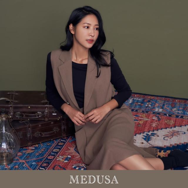 【MEDUSA 曼度莎】現貨-西裝背心洋裝套組 - 兩件式（M-XL）｜洋裝 連身裙 西裝外套 冬新品(201-90406)