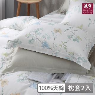 【HongYew 鴻宇】60支100%天絲 歐式壓框薄枕套-樂西亞(2入)