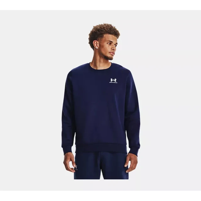 UNDER ARMOUR UA 男 Essential Fleece 長袖套頭衫 大學T 藍(1374250-410)