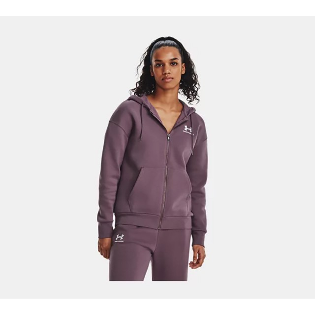 【UNDER ARMOUR】UA 女 Essential Fleece 連帽外套 靜默粉(1379474-500)