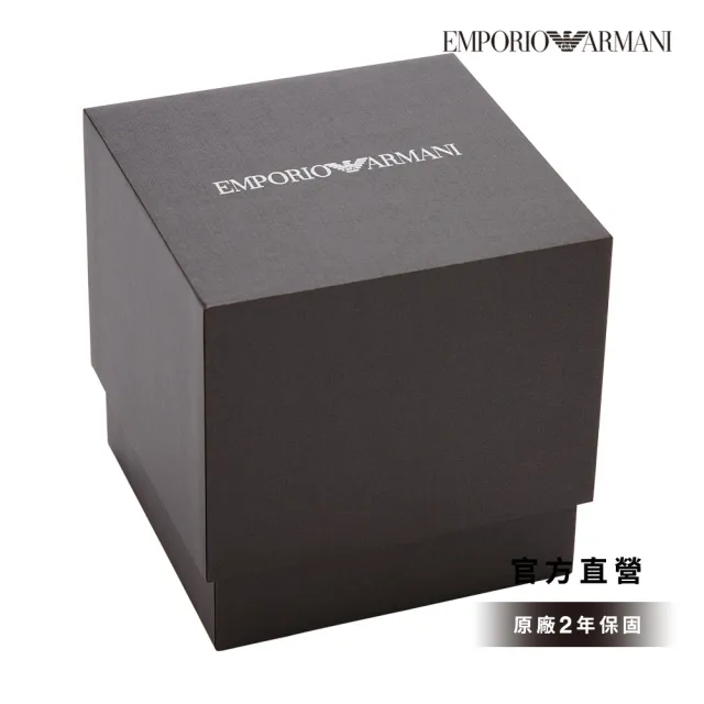 EMPORIO ARMANI 官方直營】Minimalist 酷黑風潮羅馬數字手錶黑色真皮錶