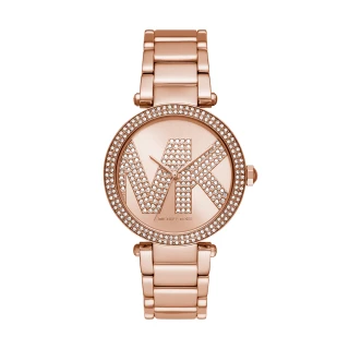 【Michael Kors 官方直營】Parker 女王本色LOGO時尚女錶 玫瑰金色不鏽鋼錶帶 手錶 39MM MK6660